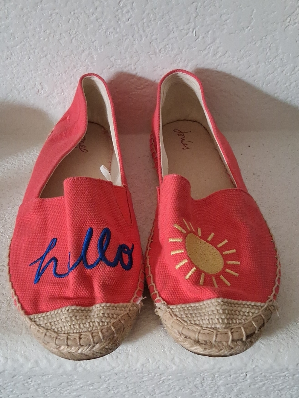 Joules Coral Slip-On Espadrilles with Embroidered Details